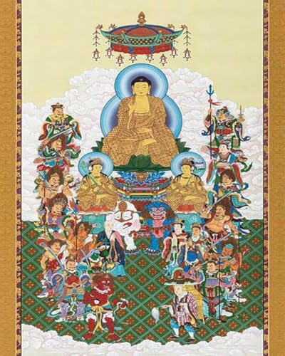 yade-show Stempel-Kreuzstich-Set, einfaches Muster, Stickset, Kreuzstich-Set, buddhistischer Bodhisattva, Drei-Heiligen-Porträts, Handarbeitsset, Baumwollfaden, bedruckte Leinwand, 50 x 70 cm von yade-show