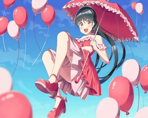 yade-show Stickerei-Kreuzstich-Set, Anfänger, 11 CT, DIY, Fortgeschrittenes, handgefertigtes Stickset – Anime Red Umbrella Girl, Handarbeitsset, Baumwollgarn, bedruckt, Leinwand-50x70cm von yade-show