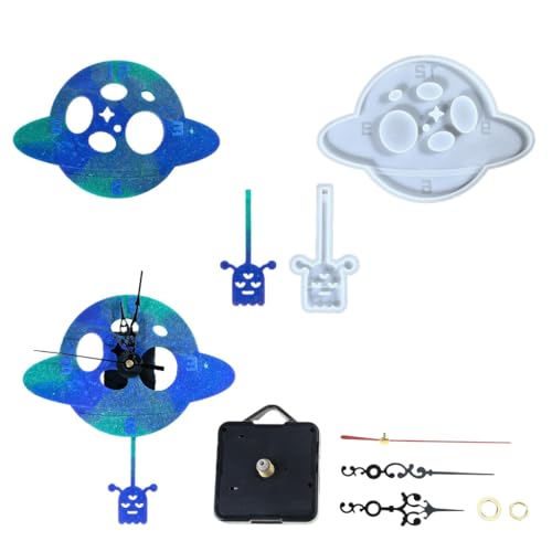Epoxidharz-Form, Motiv: Weltraum, Alien, Planet, Uhr, flexible Silikonform zum Aufhängen, Heimdekoration, Schmuckherstellungswerkzeug Epoxidharz-Form, Motiv: Weltraum, Alien, Planet, Uhr, flexible Silikonform zum Aufhängen, Heimdekoration, Schmuckherstellungswerkzeug von yanwuwa