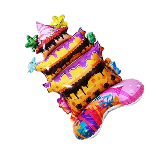 Große Happy Birthday-Kuchenballons, Cartoon-Kuchenballon, Aluminiumfolienballon für Babyparty, Party-Dekoration, Standfuß, Aluminiumballon von yanwuwa