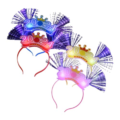 yanwuwa 5 Stück LED 2023 Happy New Year Stirnband Kopfbedeckung Neujahr Party Dekorationen Neujahr Kostüm Kopfschmuck 2024 Glow Stick Fun Party Requisiten von yanwuwa