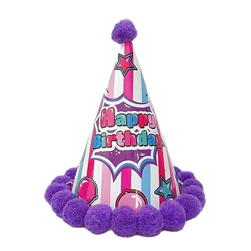 yanwuwa Geburtstagsparty-Hut für Erwachsene, Kinder, Jungen, Mädchen, 3D-Pelzhut, Geburtstagsparty-Dekoration, Hut, Kinderpartyzubehör, Plüschkappe, feierlicher Kopfschmuck für Kinder, Partyzubehör von yanwuwa