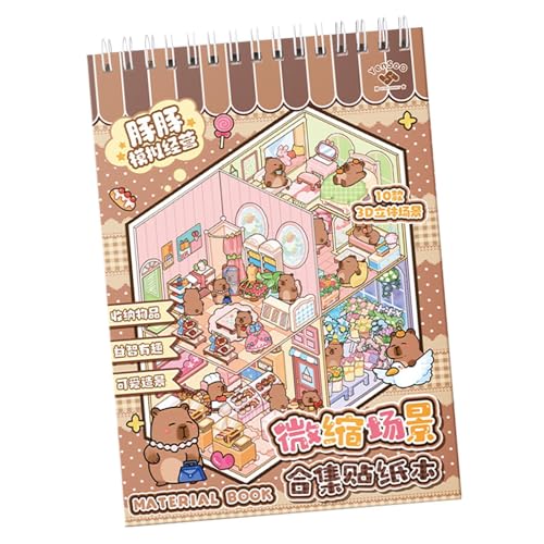 yanzisura Aufkleberraumszene, Miniatur -Szenenaufkleber - 3D Creative Cartoon House Decal,Relief Stress Pass the Time, Dreamland Landscape Decal für Schule, Zuhause, Mädchen, Junge von yanzisura