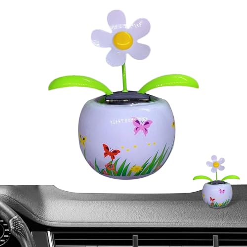 yanzisura Solarbetriebenes Auto-Ornament – Auto schütteln Ornament – lebendige Solarenergie schüttelnde Blume Ornament für Tischdekoration von yanzisura