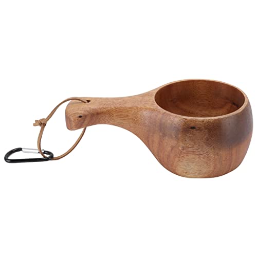 TOTITOM Kuksa Holzbecher, Camping, Wandern, Überleben, Teetasse, traditionelle Holzkaffeetasse mit Lederband für Rucksackreisen, Camping, Wandern, Überleben, Teetasse Geschenk zum Valentinstag von TOTITOM