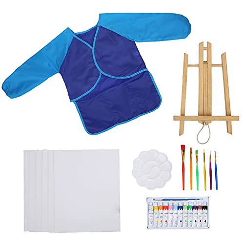 YAOGOHUA DIY Acrylfarben-Set für Kinder, pädagogische Pinsel, Kittel, Kinder-Kunst-Farben-Set (Blue) von yaogohua