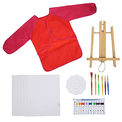 YAOGOHUA DIY Acrylfarben-Set für Kinder, pädagogische Pinsel, Kittel, Kinder-Kunst-Farben-Set (Red) von yaogohua