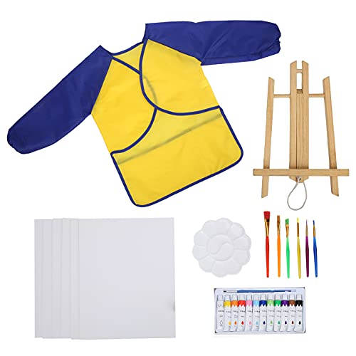 YAOGOHUA DIY Acrylfarben-Set für Kinder, pädagogische Pinsel, Kittel, Kinder-Kunst-Farben-Set (Yellow) von yaogohua