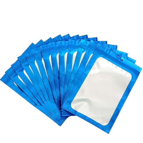 100 Stück Blau Baggys Mylar Bags Folien Zip Beutel Klein 8x13cm,Holografische Beutel Wiederverschließbare Mylar Beutel,Druckverschlussbeutel Geruchsdichte Baggys Ziplock-Beutel Polybeutel für Schmuck von yayafunfun