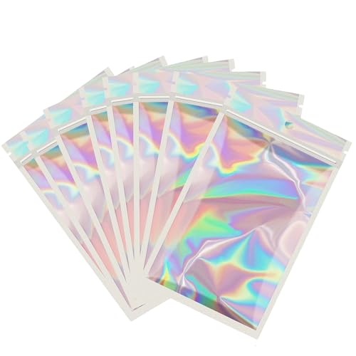 100 Stück Holographisch Baggy Mylar Beutel Folie Zip Beutel mittelgroß 10x15cm,Holographische Beutel Wiederverschließbare Mylar Beutel,Druck Siegel Beutel Geruchsdicht Baggys Ziplock Beutel Polybeutel von yayafunfun