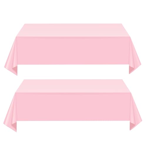 137 * 274cm Tischdecke Einweg Papiertischdecken Rolle Baby Pink,2 Stück Kunststoff Party Tischdecken Papiertischdeck Roll wasserdichte Tischtuch für Weihnachten,Party,Kindergeburtstag,Hochzeiten von yayafunfun