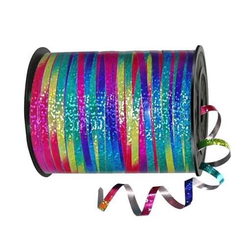 Geschenkband Regenbogen 5mm Breit,450M Kräuselband Geschenkbänder Schleifenband Glitzer Ballonband Ringelband,Dekoband für Hochzeit Weihnachten Neujahr Geburtstag Geschenkverpackung Ballonverschlüsse von yayafunfun