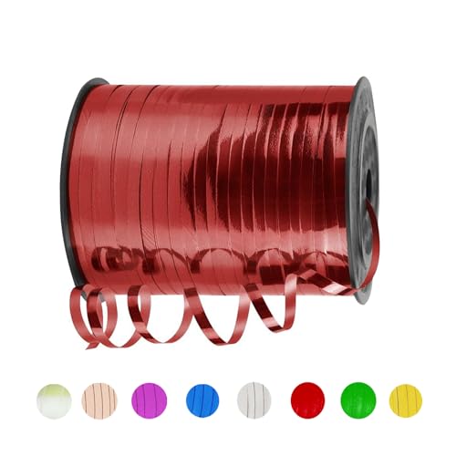 Geschenkband Rose Rot 5mm Breit,450M Kräuselband Geschenkbänder,Glänzendes Metallband, Ballonschnur für DIY-Dekoration,Dekoband für Hochzeit Weihnachten Neujahr Geburtstag Geschenkverpack von yayafunfun