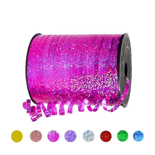 Geschenkband Rose Rot 5mm Breit,450M Kräuselband Geschenkbänder Schleifenband Glitzer Ballonband Ringelband,Dekoband für Hochzeit Weihnachten Neujahr Geburtstag Geschenkverpackung Ballonverschlüsse von yayafunfun