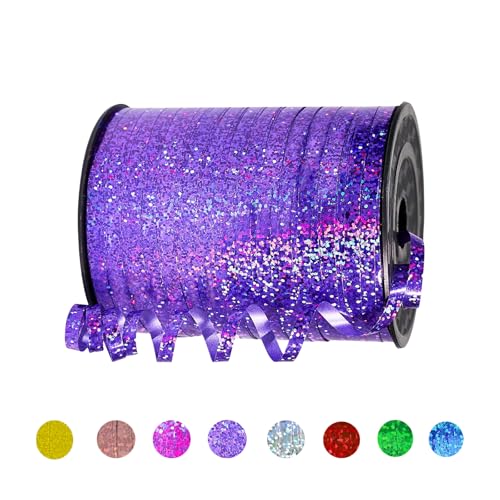 Geschenkband Tiefviolett 5mm Breit,450M Kräuselband Geschenkbänder Schleifenband Glitzer Ballonband Ringelband,Dekoband für Hochzeit Weihnachten Neujahr Geburtstag Geschenkverpackung Ballonverschlüsse von yayafunfun