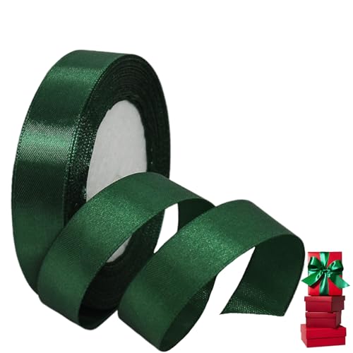 Satinband Dunkel Grün 20mm Breit Geschenkband Satin,22m Satinbänder Dunkel Grün Dick Schleifenband Dekoband Seidenband Geschenkverpackung Stoffband Geschenkbänder für Dekorieren Basteln Kleid Hochzeit von yayafunfun