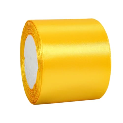 Satinband Goldgelb 100mm Breit Geschenkband Satin,22m Satinbänder Goldgelb Dick Schleifenband Dekoband Seidenband Geschenkverpackung Stoffband Geschenkbänder für Dekorieren Basteln Kleid Hochzeit von yayafunfun