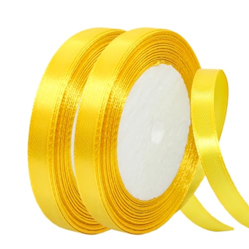 Satinband Goldgelb 10mm Breit Geschenkband Satin,44m Satinbänder Goldgelb Dick Schleifenband Dekoband Seidenband Geschenkverpackung Stoffband Geschenkbänder für Dekorieren Basteln Kleid Hochzeit von yayafunfun