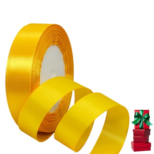 Satinband Goldgelb 20mm Breit Geschenkband Satin,22m Satinbänder Goldgelb Dick Schleifenband Dekoband Seidenband Geschenkverpackung Stoffband Geschenkbänder für Dekorieren Basteln Kleid Hochzeit von yayafunfun