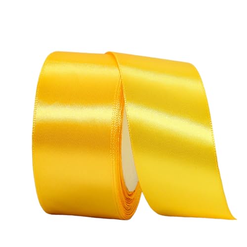 Satinband Goldgelb 40mm Breit Geschenkband Satin,22m Satinbänder Goldgelb Dick Schleifenband Dekoband Seidenband Geschenkverpackung Stoffband Geschenkbänder für Dekorieren Basteln Kleid Hochzeit von yayafunfun