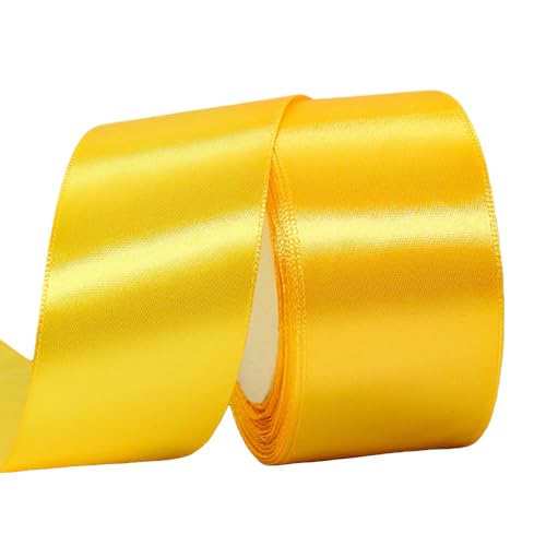 Satinband Goldgelb 50mm Breit Geschenkband Satin,22m Satinbänder Goldgelb Dick Schleifenband Dekoband Seidenband Geschenkverpackung Stoffband Geschenkbänder für Dekorieren Basteln Kleid Hochzeit von yayafunfun