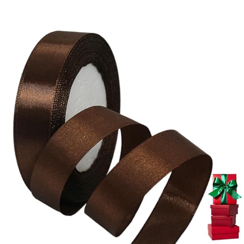 Satinband Kaffee 20mm Breit Geschenkband Satin,22m Satinbänder Kaffee Dick Schleifenband Dekoband Seidenband Geschenkverpackung Stoffband Geschenkbänder für Dekorieren Basteln Kleid Hochzeit von yayafunfun