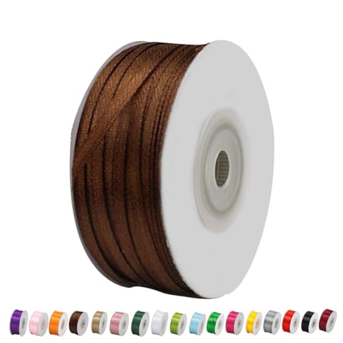 Satinband Kaffee 3mm Breit Geschenkband Satin,91m Satinbänder Kaffee Dick Schleifenband Dekoband Seidenband Geschenkverpackung Stoffband Geschenkbänder für Dekorieren Basteln Kleid Hochzeit Geburtstag von yayafunfun