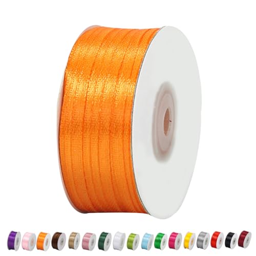 Satinband Orange 3mm Breit Geschenkband Satin,91m Satinbänder Orange Dick Schleifenband Dekoband Seidenband Geschenkverpackung Stoffband Geschenkbänder für Dekorieren Basteln Kleid Hochzeit Geburtstag von yayafunfun