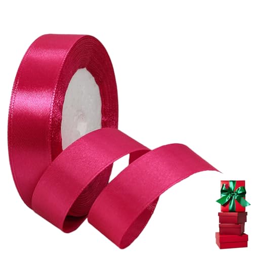 Satinband Rose-Rot 20mm Breit Geschenkband Satin,22m Satinbänder Rose-Rot Dick Schleifenband Dekoband Seidenband Geschenkverpackung Stoffband Geschenkbänder für Dekorieren Basteln Kleid Hochzeit von yayafunfun