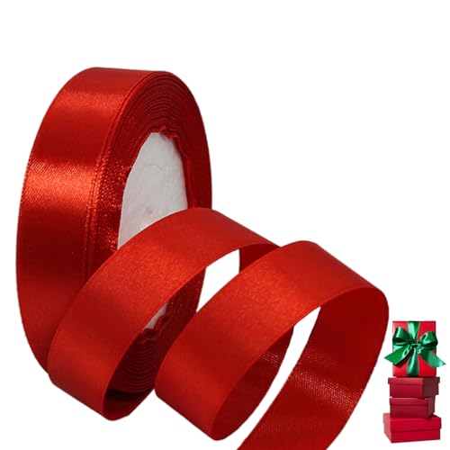 Satinband Rot 20mm Breit Geschenkband Satin,22m Satinband Rot Fein Schleifenband Dekoband Seidenband Geschenkband Stoffband Geschenkband für Dekoration Handwerkskleid Hochzeit Geburtstag von yayafunfun