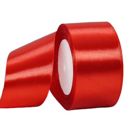 Satinband Rot 50mm Breit Geschenkband Satin,22m Satinband Rot Fein Schleifenband Dekoband Seidenband Geschenkband Stoffband Geschenkband für Dekoration Handwerkskleid Hochzeit Geburtstag von yayafunfun