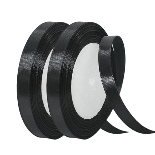 Satinband Schwarz 10mm Breit Geschenkband Satin,44m Satinbänder Schwarz Dick Schleifenband Dekoband Seidenband Geschenkverpackung Stoffband Geschenkbänder für Dekorieren Basteln Kleid Hochzeit von yayafunfun