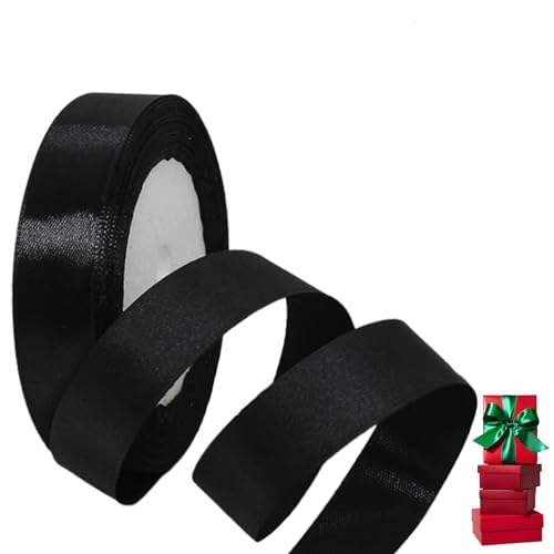 Satinband Schwarz 20mm Breit Geschenkband Satin,22m Satinbänder Schwarz Dick Schleifenband Dekoband Seidenband Geschenkverpackung Stoffband Geschenkbänder für Dekorieren Basteln Kleid Hochzeit von yayafunfun