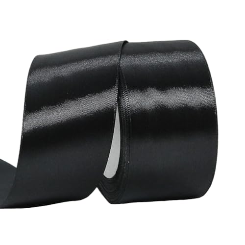 Satinband Schwarz 50mm Breit Geschenkband Satin,22m Satinbänder Schwarz Dick Schleifenband Dekoband Seidenband Geschenkverpackung Stoffband Geschenkbänder für Dekorieren Basteln Kleid Hochzeit von yayafunfun