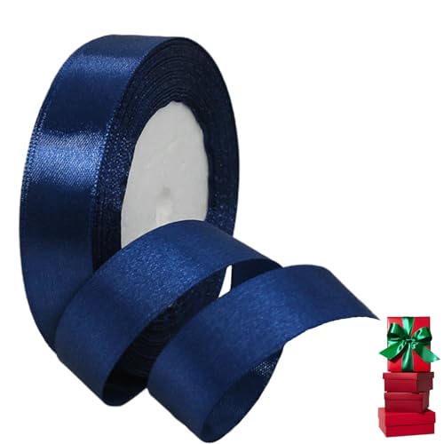 Satinband Tiefblau 20mm Breit Geschenkband Satin,22m Satinbänder Tiefblau Dick Schleifenband Dekoband Seidenband Geschenkverpackung Stoffband Geschenkbänder für Dekorieren Basteln Kleid Hochzeit von yayafunfun