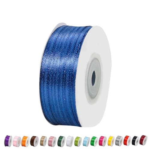 Satinband Tiefblau 3mm Breit Geschenkband Satin,91m Satinbänder Tiefblau Dick Schleifenband Dekoband Seidenband Geschenkverpackung Stoffband Geschenkbänder für Dekorieren Basteln Kleid Hochzeit von yayafunfun