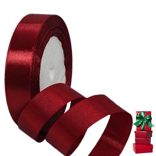 Satinband Weinrot 20mm Breit Geschenkband Satin,22m Satinbänder Weinrot Dick Schleifenband Dekoband Seidenband Geschenkverpackung Stoffband Geschenkbänder für Dekorieren Basteln Kleid Hochzeit von yayafunfun