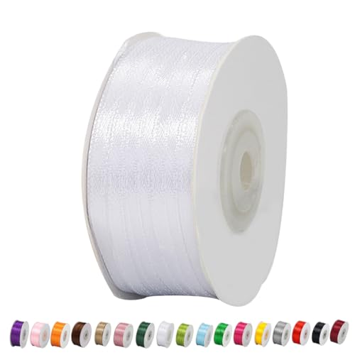 Satinband Weiß 3mm Breit Geschenkband Satin,91m Satinbänder Weiß Dick Schleifenband Dekoband Seidenband Geschenkverpackung Stoffband Geschenkbänder für Dekorieren Basteln Kleid Hochzeit Geburtstag von yayafunfun