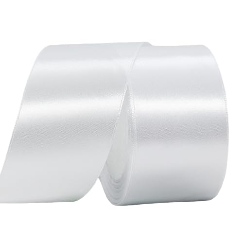 Satinband Weiß 50mm Breit Geschenkband Satin,22m Satinbänder Weiß Dick Schleifenband Dekoband Seidenband Geschenkverpackung Stoffband Geschenkbänder für Dekorieren Basteln Kleid Hochzeit Geburtstag von yayafunfun