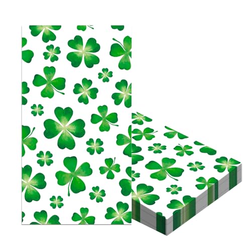 St. Patrick's Day Servietten, irische Party-Servietten, 11 x 20 cm, 2-lagig, Kleeblatt, recycelbare Papierservietten, Einweg-Party-Papierservietten für irische Kobold-Themenpub, Zuhause, Catering, 20 von yayafunfun