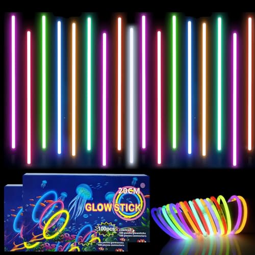 yayafunfun 100 Knicklichter Bulk Party Supplies — Neon Glow Stick Pack für Party Geburtstag Konzert (Mix-200P) von yayafunfun