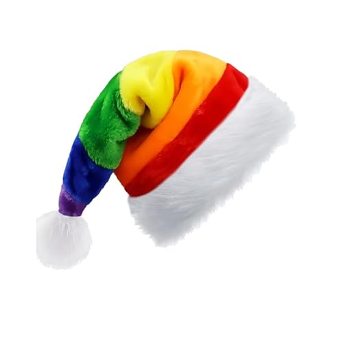 yayafunfun Weihnachtsmütze Mütz mit Glitzer Pailletten und Plüsch Rand für Christbaumspitze Festliche Weihnachtsfeier Tannenbaum,Regenbogenfarbe von yayafunfun