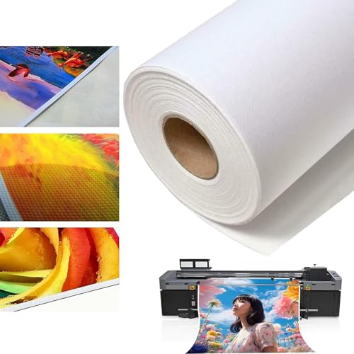 ybaymy Leinwand auf Rolle 91cm x 30m aus 100% Polyester 260gr/m², malfertig vorgrundiert, Maltuch,Inkjet Canvas,Leinwandrolle, für Acrylmalerei, Ölgemälde, Tintenstrahldruck von ybaymy