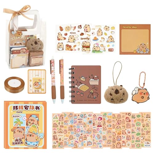 Capybara Schulmaterial, Schönes Briefpapierset | Capybara's To -See Stationery Set | Büroverzierung, Kinderbetreuung, Rucksackanhänger, Schimpfensnotizblock von ycezw