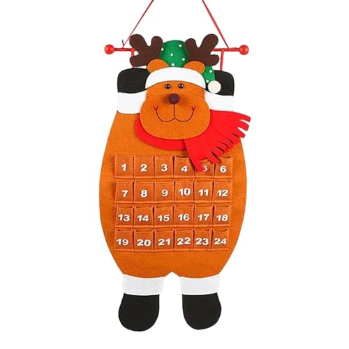 Filz Weihnachts-Countdown-Kalender - Wiederverwendbarer Adventskalender Urlaubsdekoration | Filz Adventskalender Weihnachtsmann Schneemann Elch Countdown von ycezw