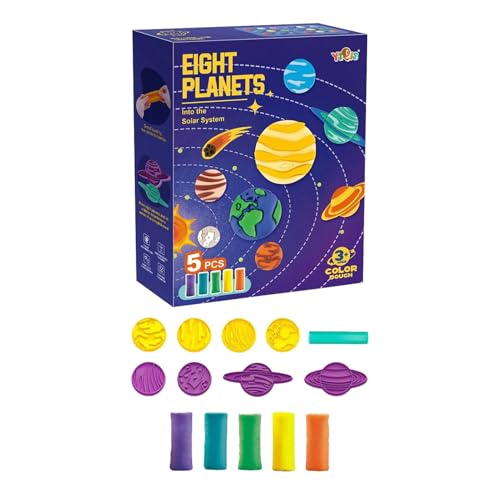 Lufttrocknende Modelliermasse – Kreatives playdo-Ton-Set, farbiges Ton-Knetspielzeug | Ultraweicher, leichter Ton, Kunst- und Bastelset, Modelliermasse und Teig, Weltraum-Planet-Weltkarte, Dinosaurie von ycezw