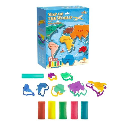 Lufttrocknende Modelliermasse – lustiges playdo-Ton-Set, kreative farbige Ton-Projekte | Plastilin-Spielzeug, Weltraum-Planet, Weltkarte, Dinosaurier-Stein, kleine Box, ideal für Kindergeburtstage un von ycezw