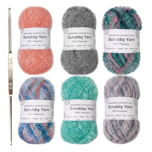 ycezw Garn für Scrubbies,Scrubby Garn für Geschirrtücher | Häkelgarn Scrubby Sortiment Geschirrtücher Garn | Exquisites Häkel-Webgarn, Scrubby-Garn für Badetücher, Geschirrtücher von ycezw