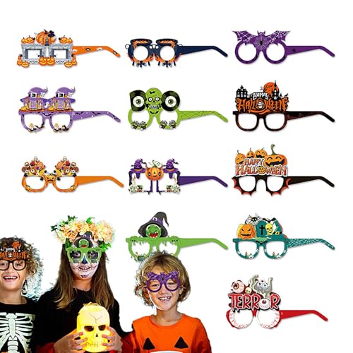 ycezw Halloween-Brille für Kinder, Halloween-Party-Brille, 12-teiliges Zubehör für Halloween-Fotokabinen, Zubehör für Halloween-Fotokabinen, Halloween-Partybrille von ycezw