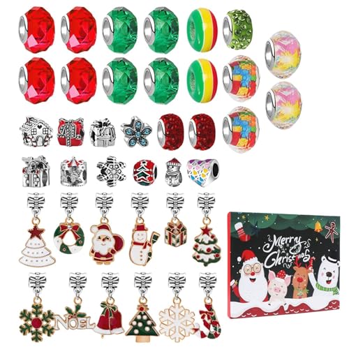 ycezw Schmuck-Adventskalender 2024, Weihnachtsschmuck-Adventskalender | Countdown-Adventskalender | Weihnachts-Adventskalender, Weihnachts-Countdown-Kalender, Schmuckherstellungsset für Kinder von ycezw